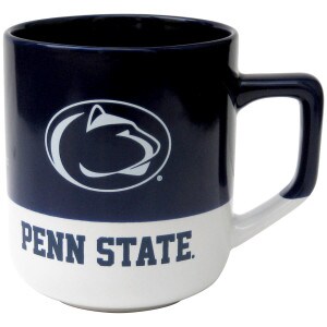 navy & white ceramic mug with Penn State below Athletic Logo